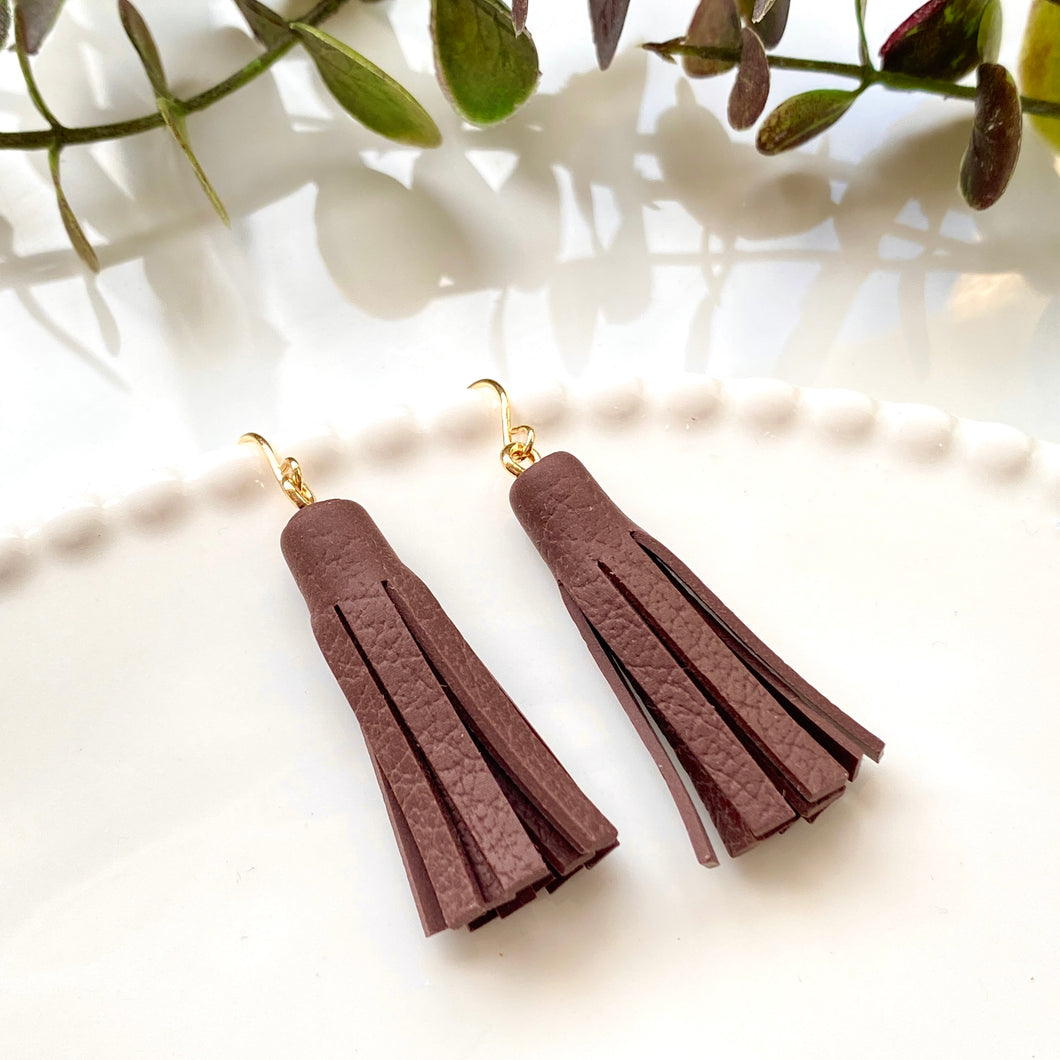 Tassel Faux Leather Dangles