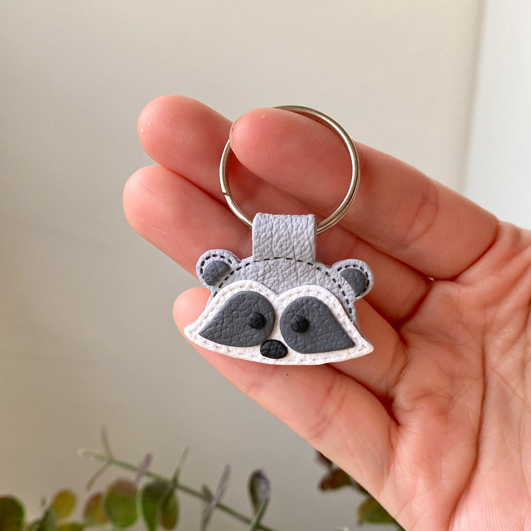 Raccoon Faux Leather Keychain