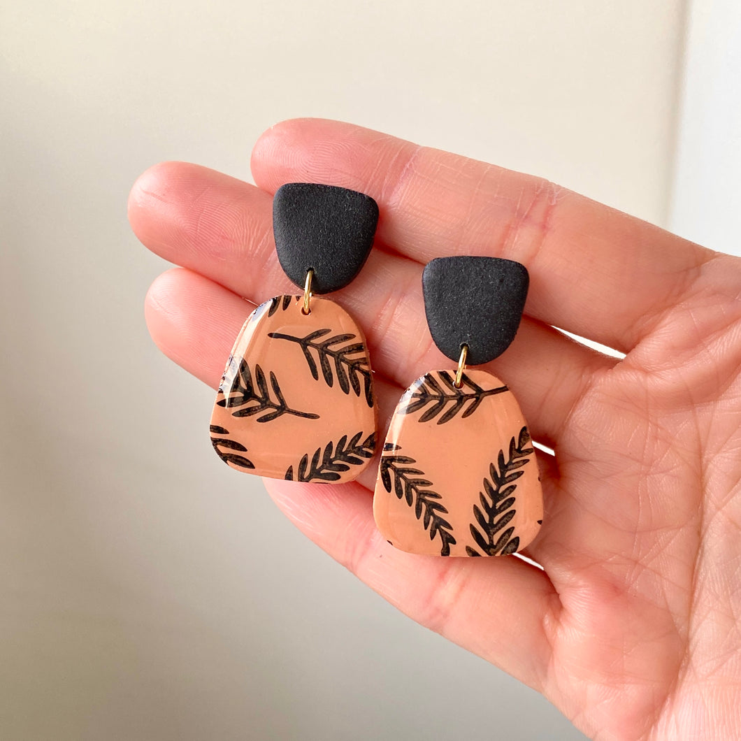 Leaf Print Terracotta Dangles