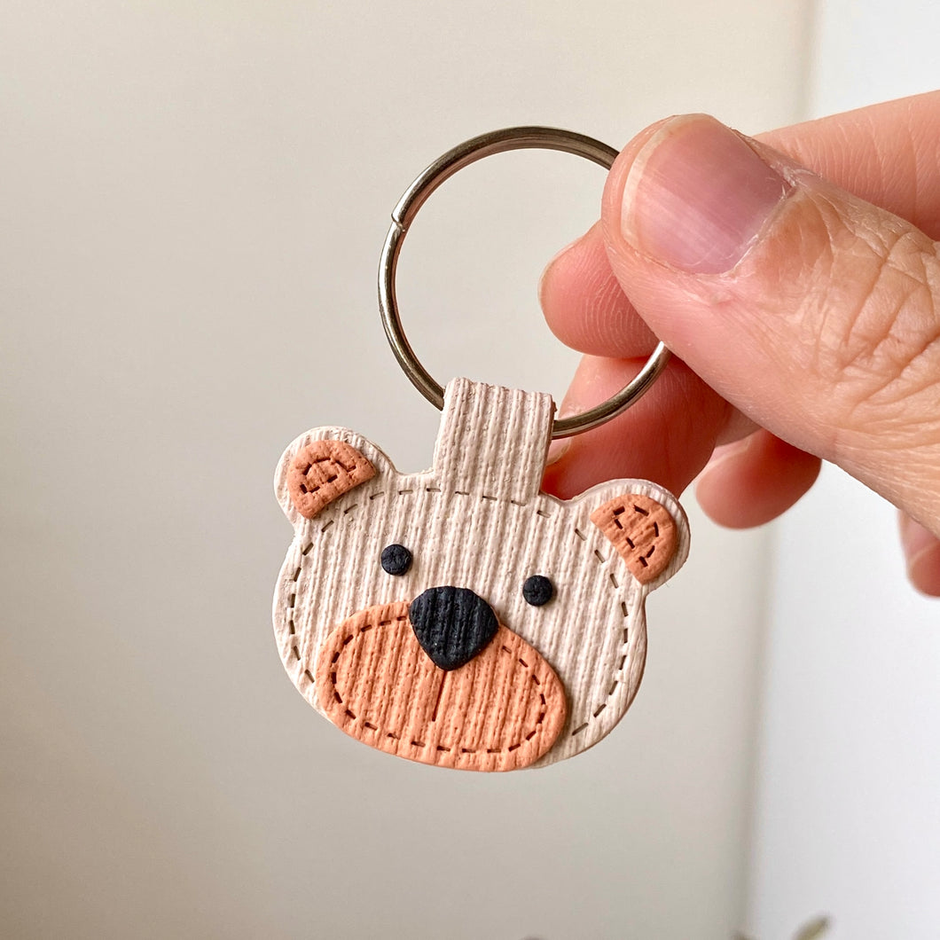 Bear Striped Faux Fabric Keychain