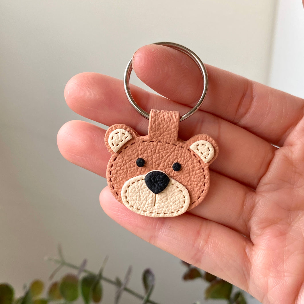 Bear Faux Leather Keychain