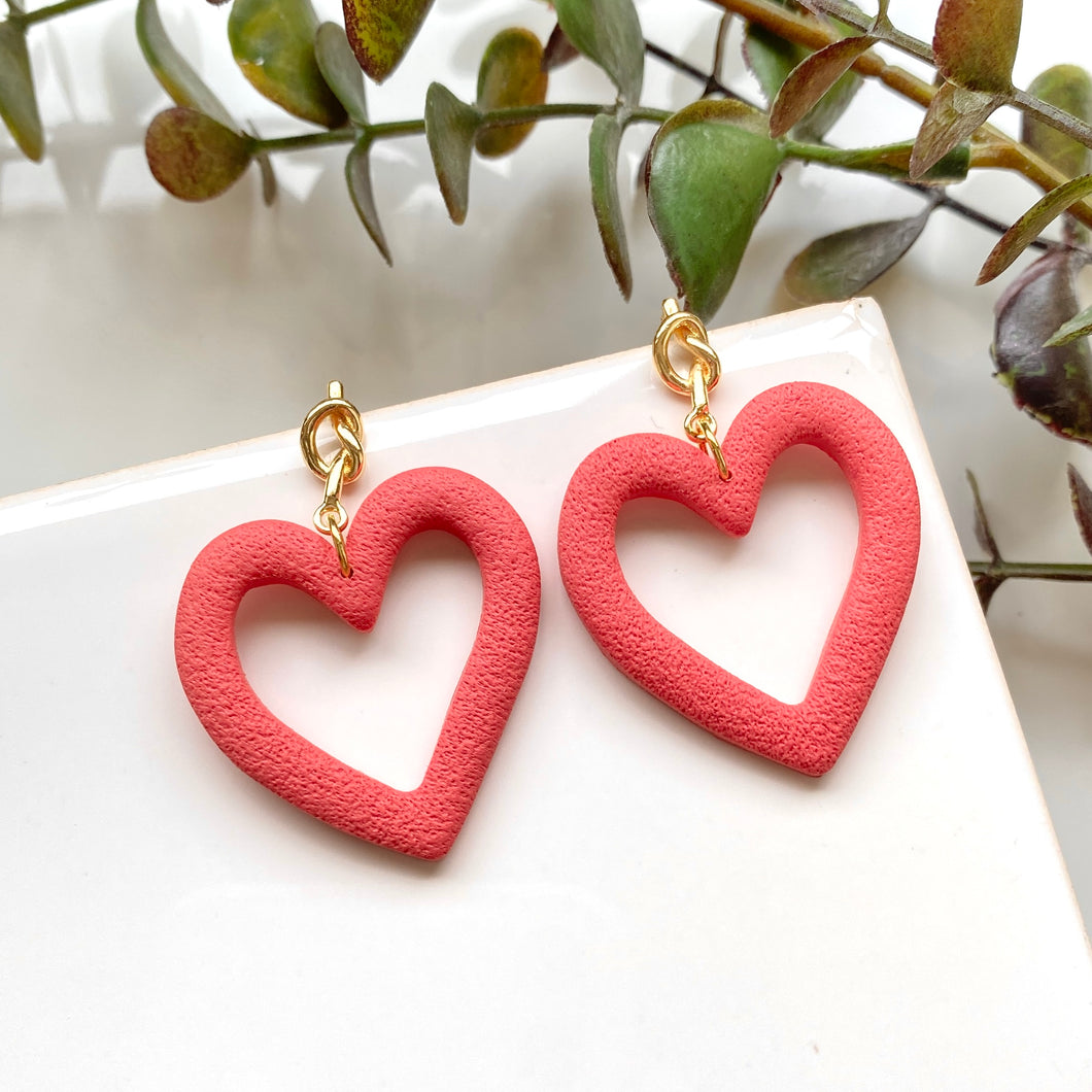 Coral Heart Bezel Dangles