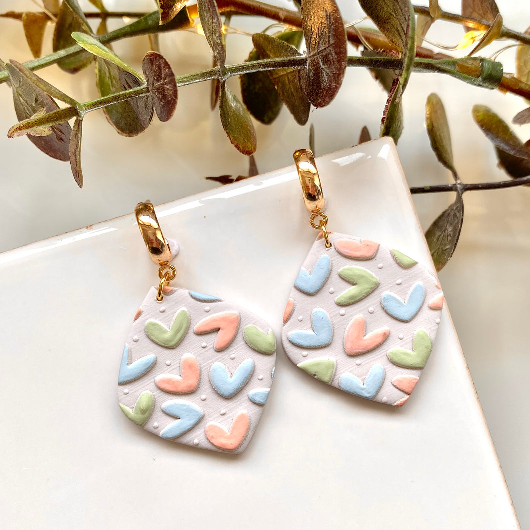 Pastel Jumbled Hearts Dangles