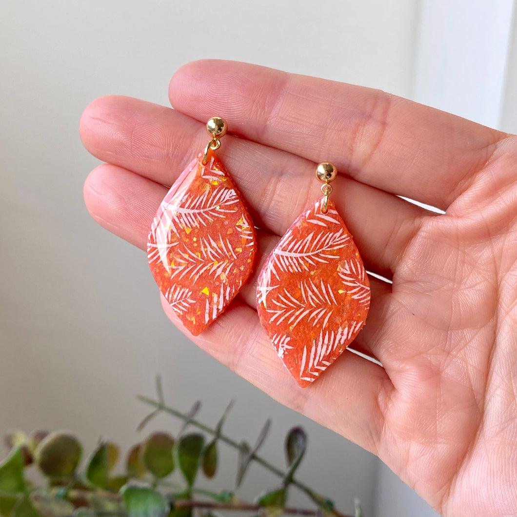 Sparkle Orange Print Dangles