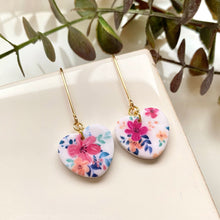 Load image into Gallery viewer, Floral Heart Long Dangles
