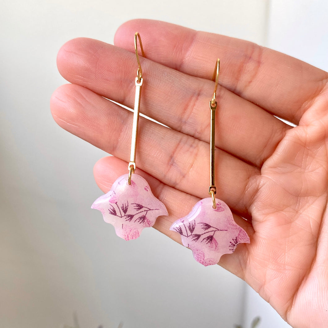 Pink Floral Ghostie Dangles