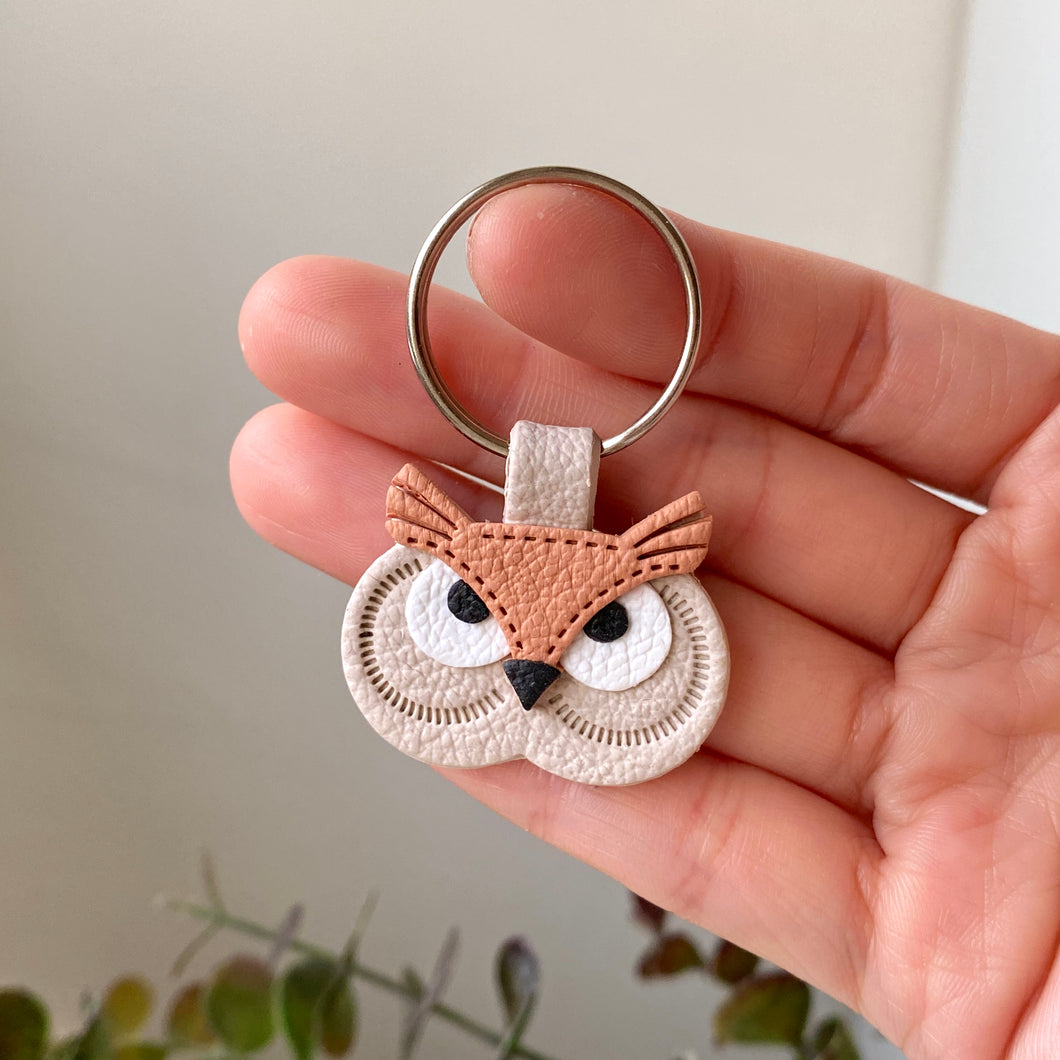 Owl Faux Leather Keychain