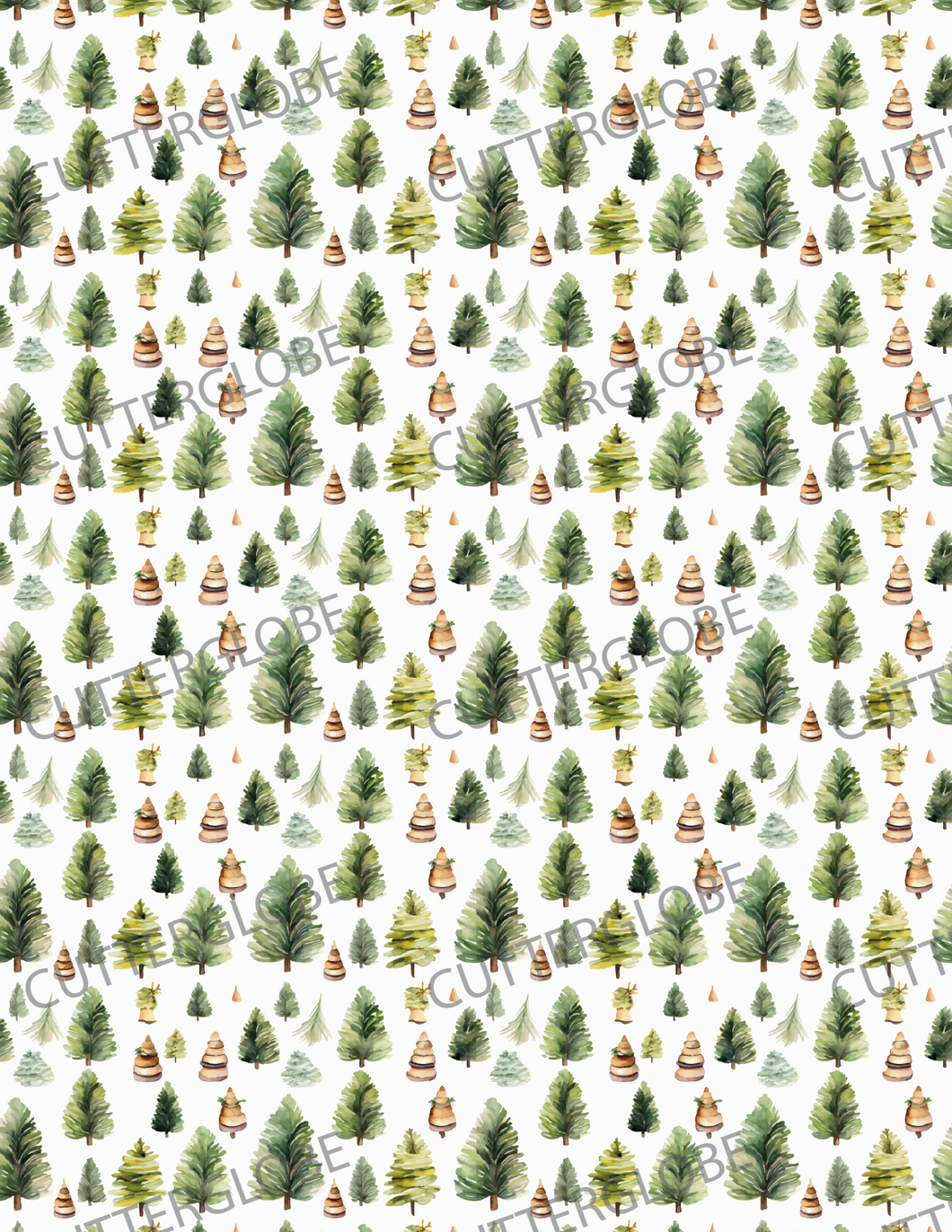 Christmas 013 Transfer (Green Brown Trees)