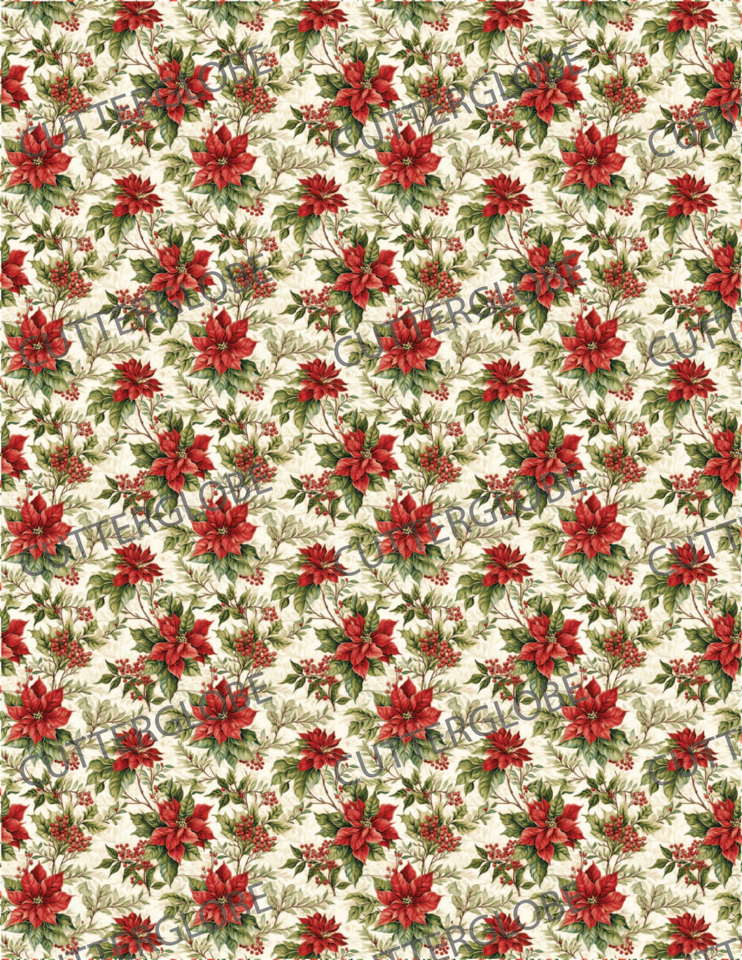Christmas 029 Transfer (Vintage Poinsettia)