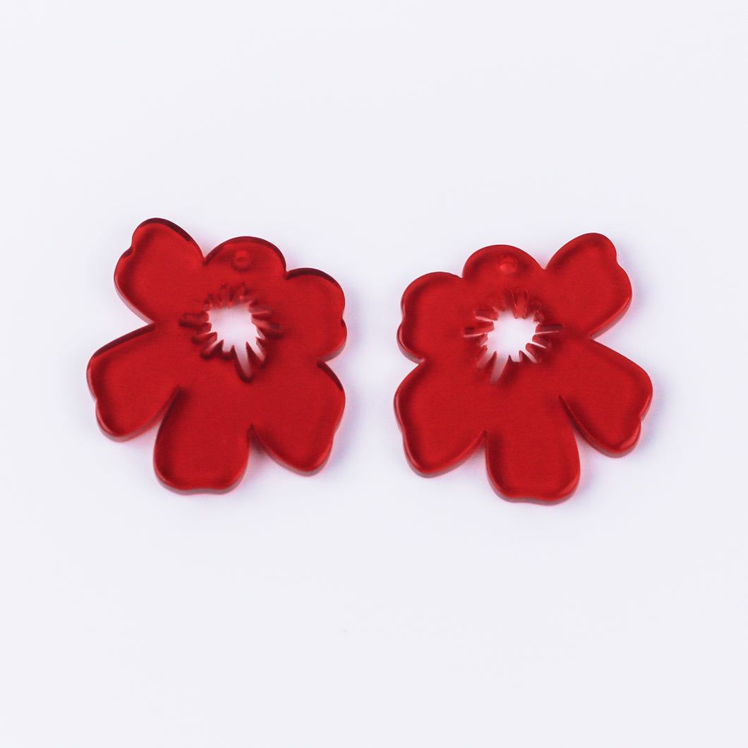 Abstract 6-Petal Flower (Red) (2 pcs)