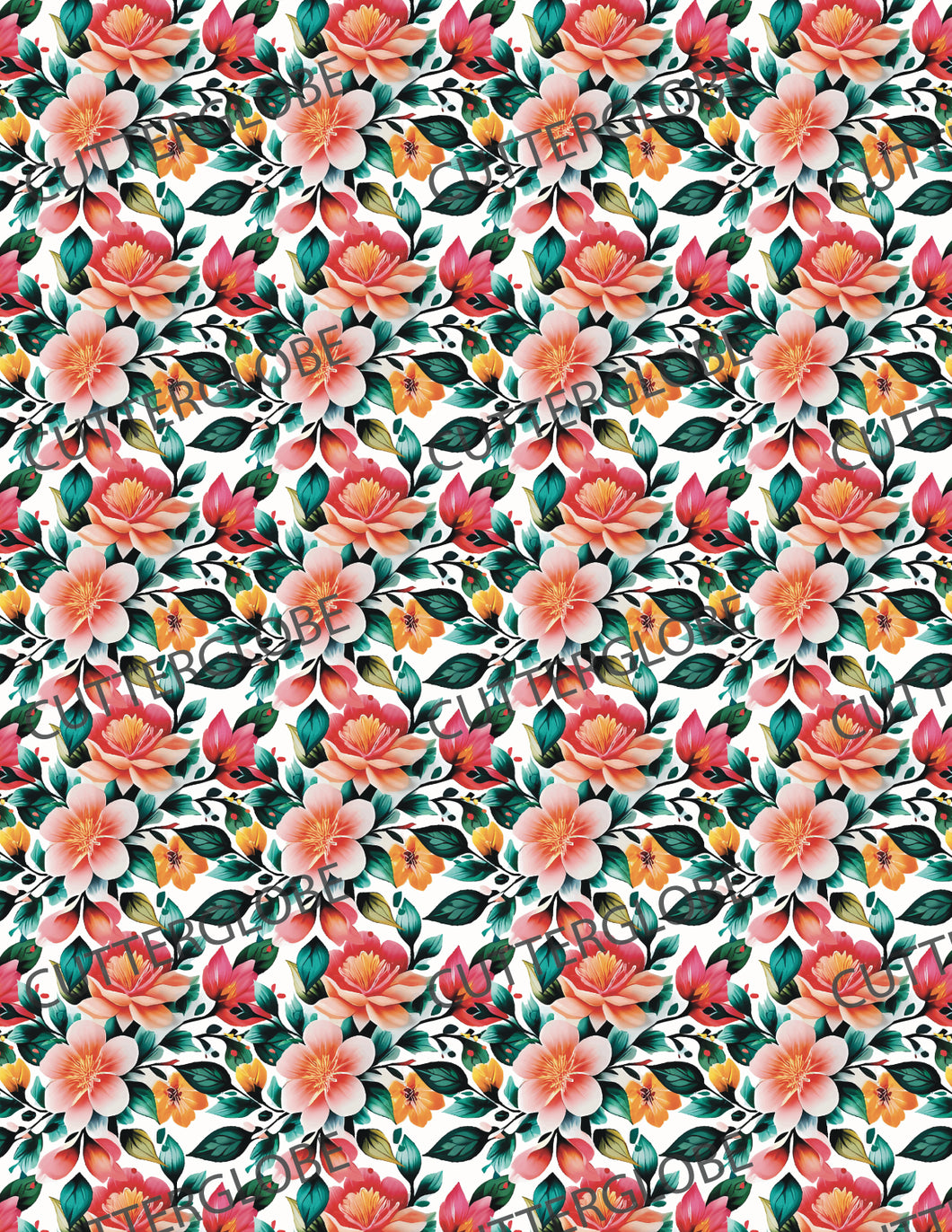 Floral 028 Transfer (Pink Green)