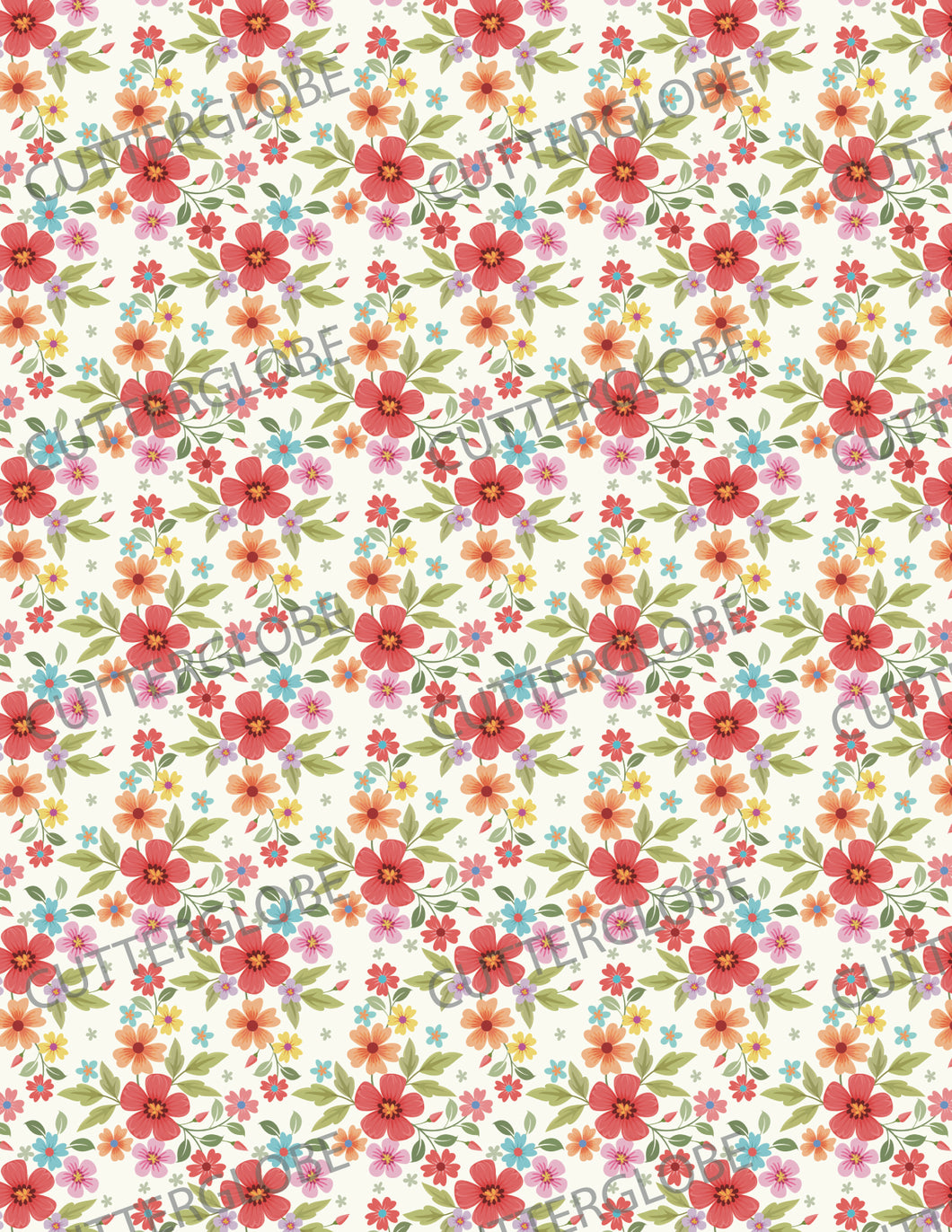 Floral 033 Transfer (Red Colorful)