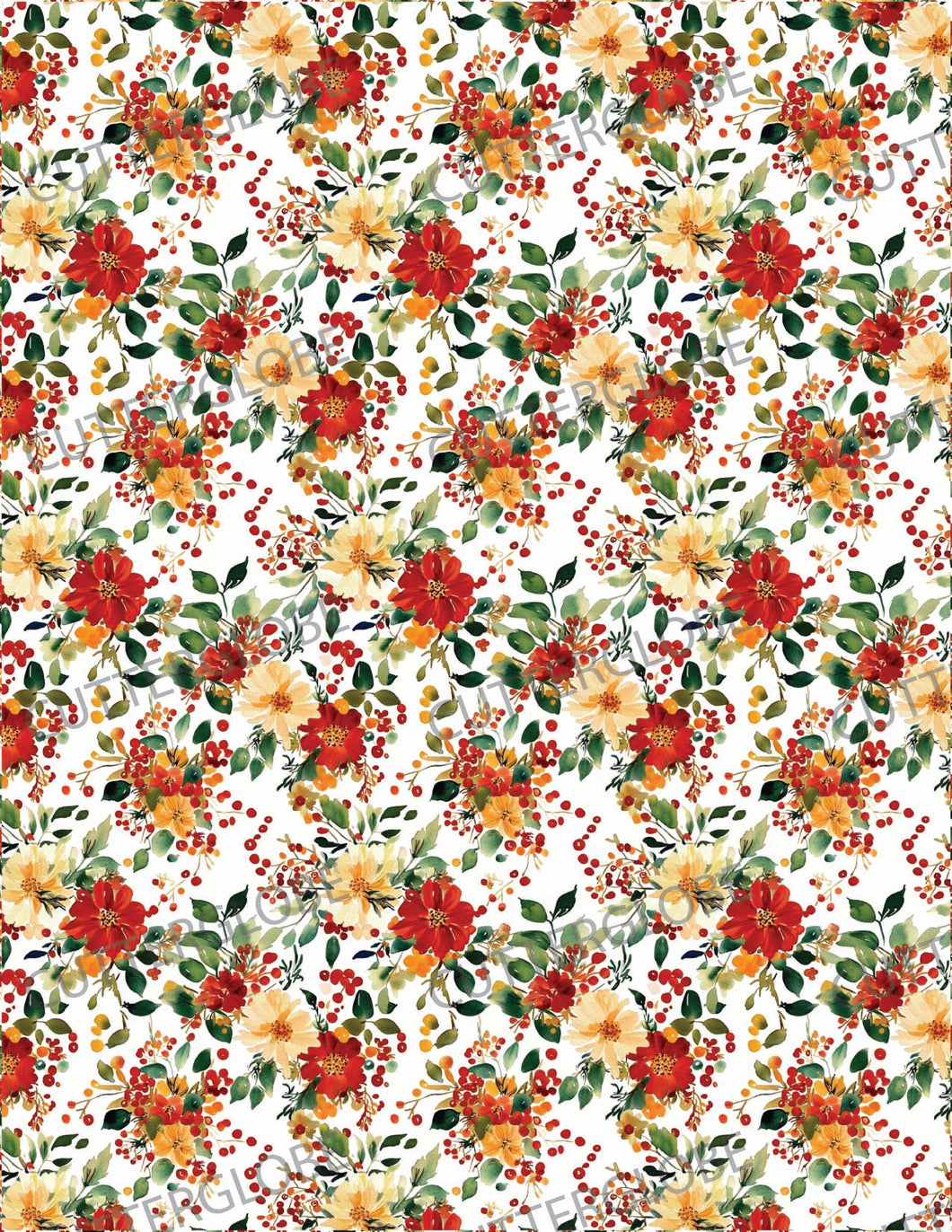 Floral 111 Transfer (Xmas Colors)