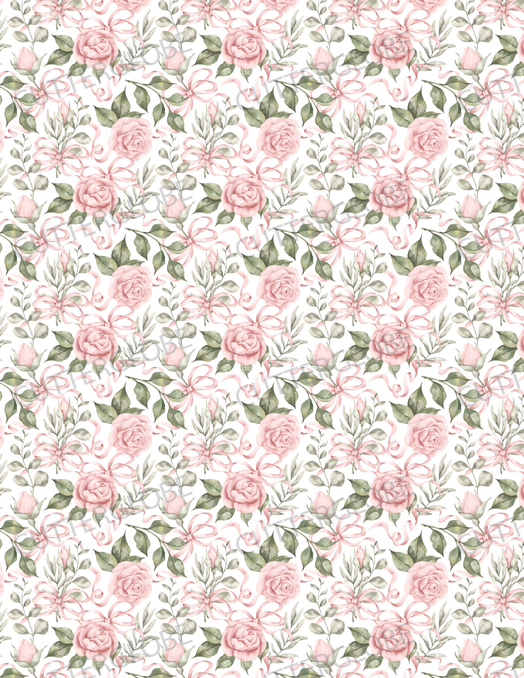 Floral 112 Transfer (Pink Rose Bow)
