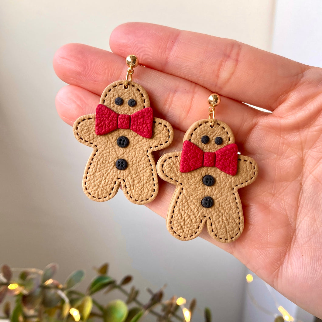 Gingerbread Stitch Faux Leather Dangles