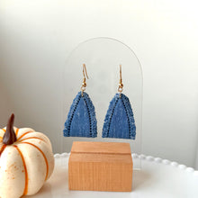 Load image into Gallery viewer, Dark Blue Folded Faux Denim Dangles
