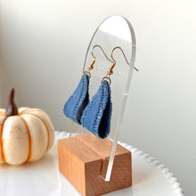 Load image into Gallery viewer, Dark Blue Folded Faux Denim Dangles
