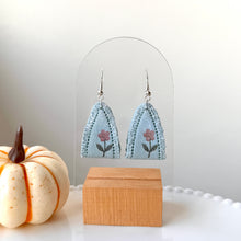 Load image into Gallery viewer, Light Blue Folded Faux Denim Dangles
