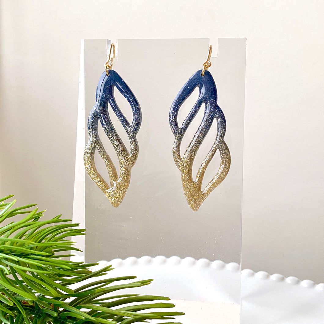 Swirl Ornamental Glitter Ombre Dangles