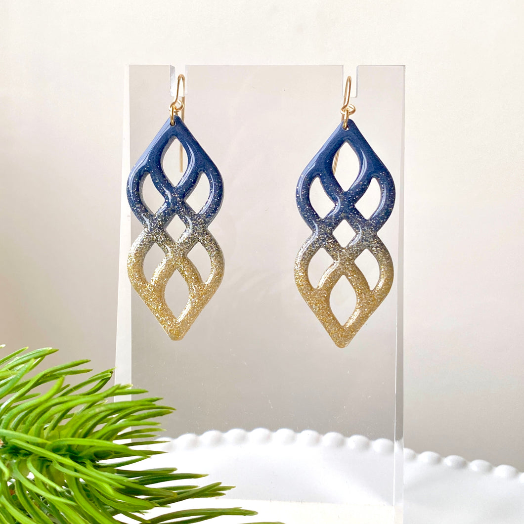 Hourglass Ornamental Glitter Ombre Dangles
