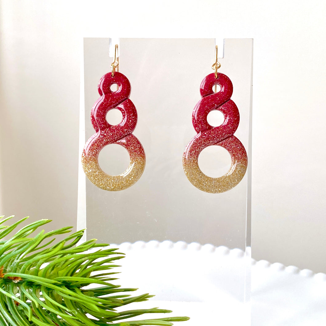 Triple Circles Ornamental Glitter Ombre Dangles
