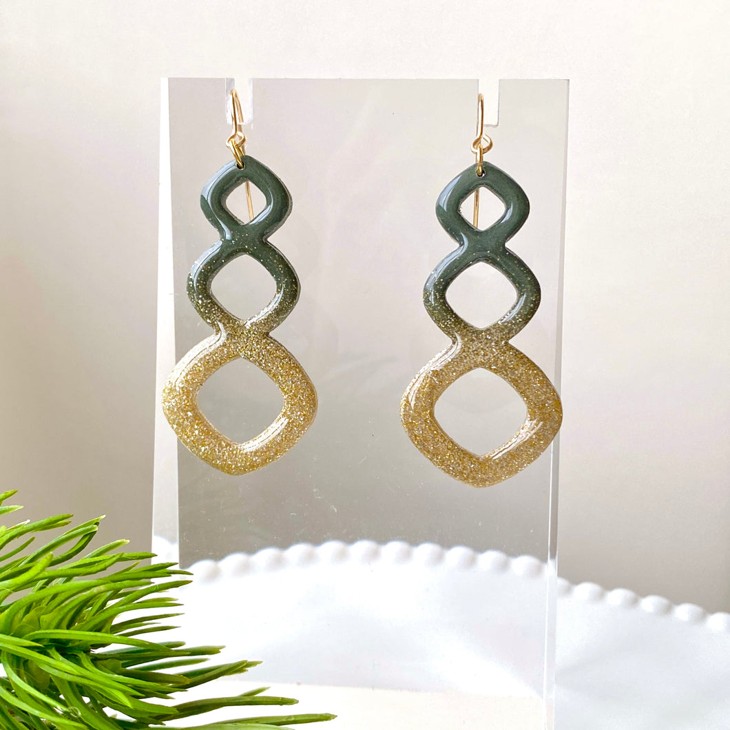 Triple Diamonds Ornamental Glitter Ombre Dangles