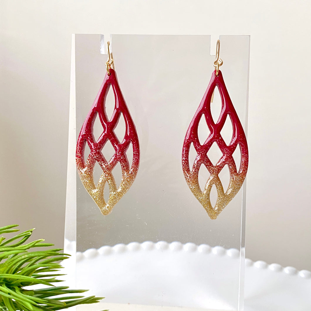 Fancy Droplet Ornamental Glitter Ombre Dangles