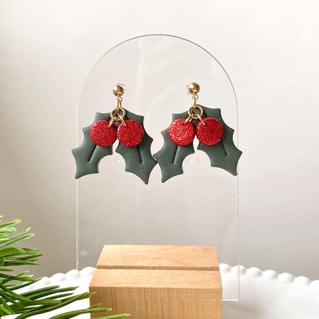 Holly Glitter Dangles