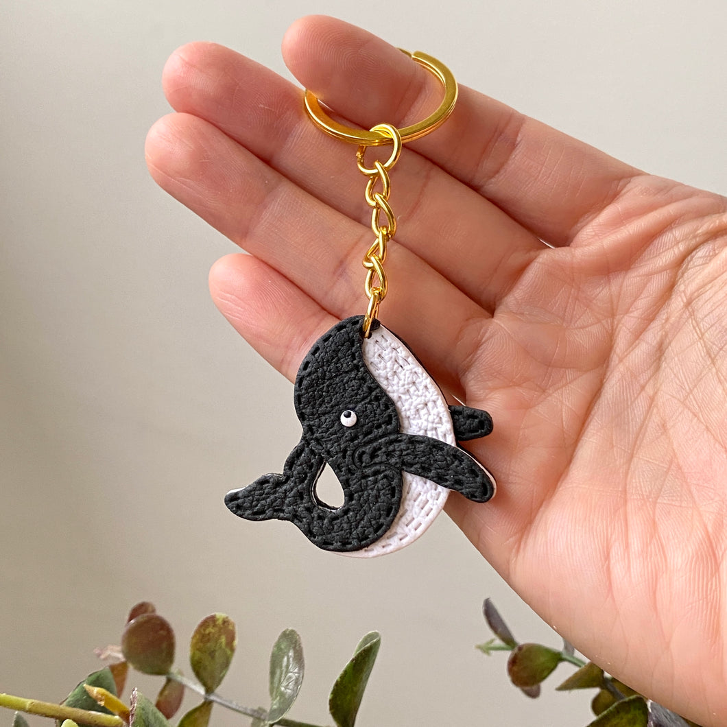 Whale Faux Leather Keychain