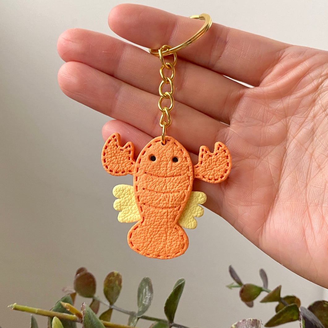 Lobster Faux Leather Keychain