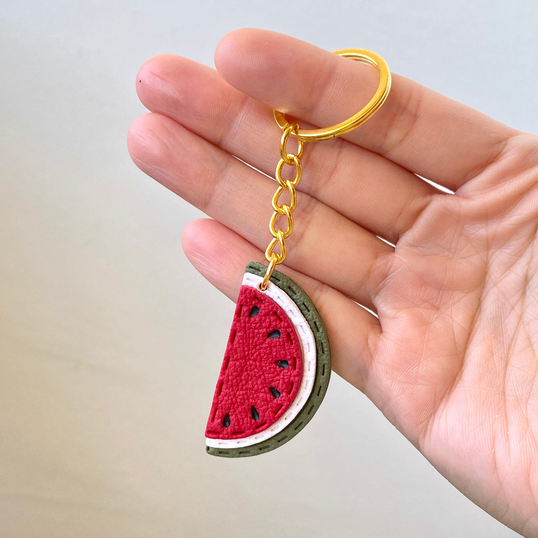 Watermelon Faux Leather Keychain