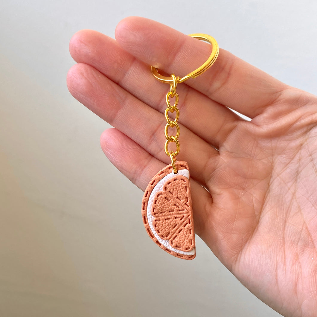 Orange Slice Faux Leather Keychain