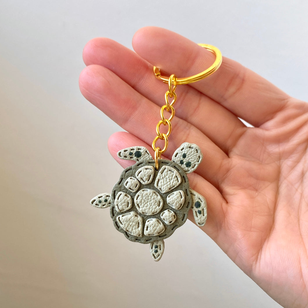 Sea Turtle Faux Leather Keychain