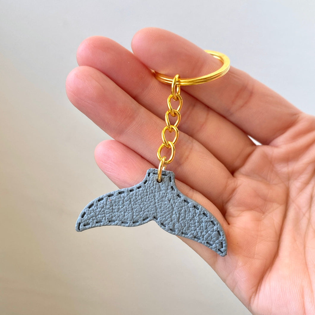 Whale Tail Faux Leather Keychain