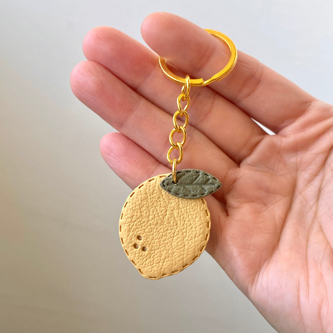 Lemon Faux Leather Keychain