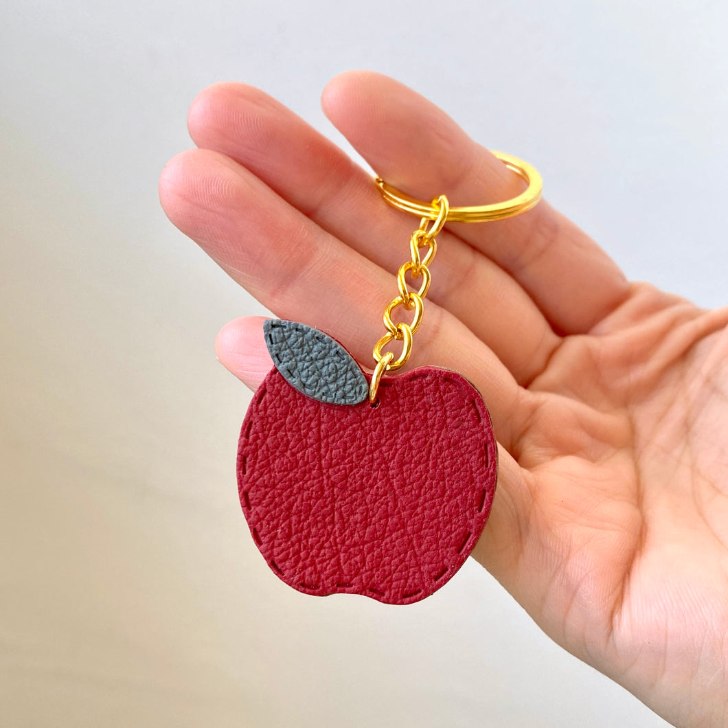 Apple Faux Leather Keychain