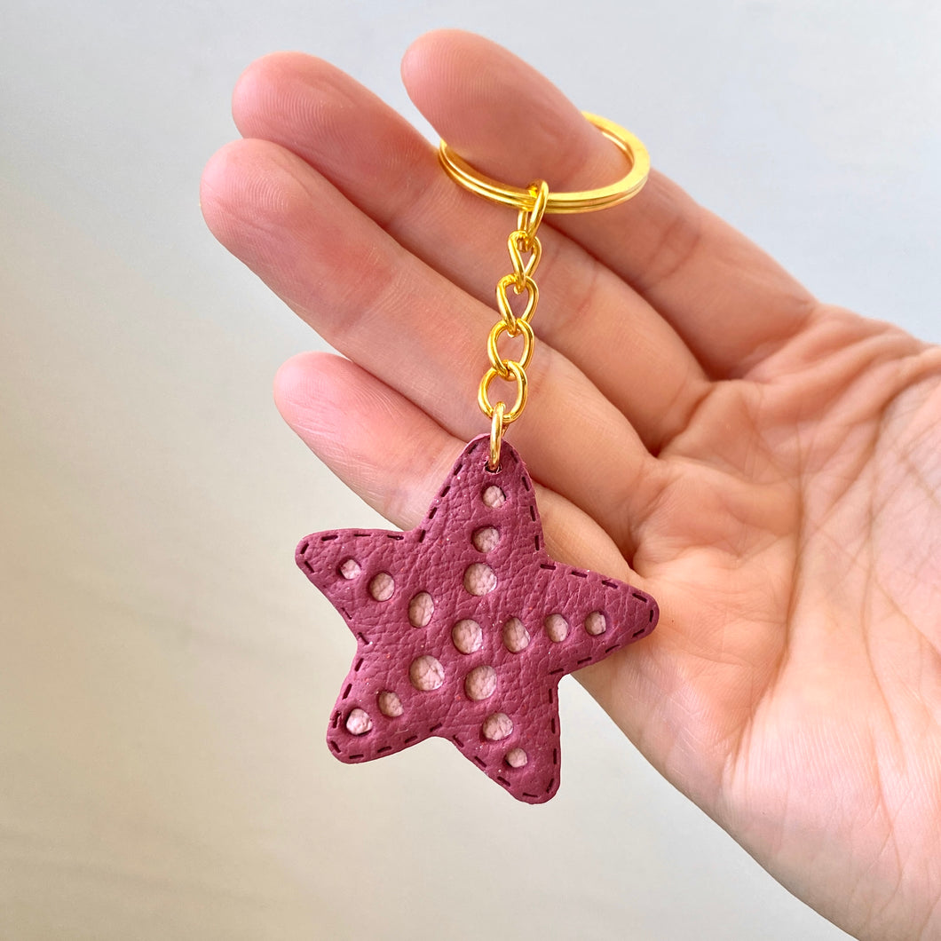 Starfish Faux Leather Keychain