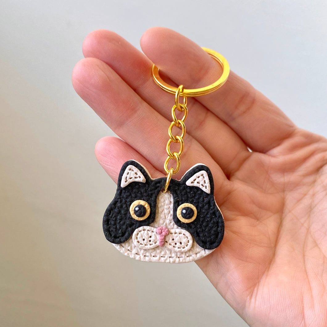 Cat Faux Leather Keychain