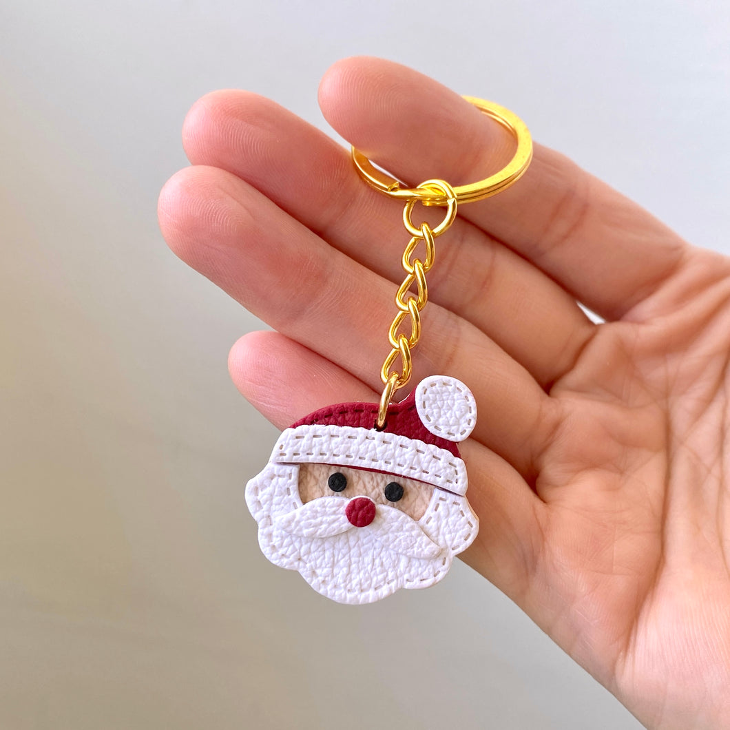 Santa Faux Leather Keychain