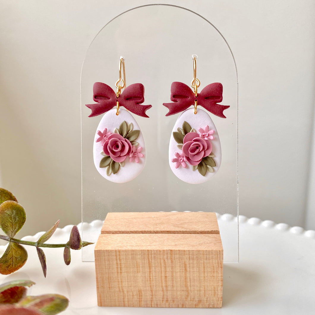 Floral Egg Bow Dangles