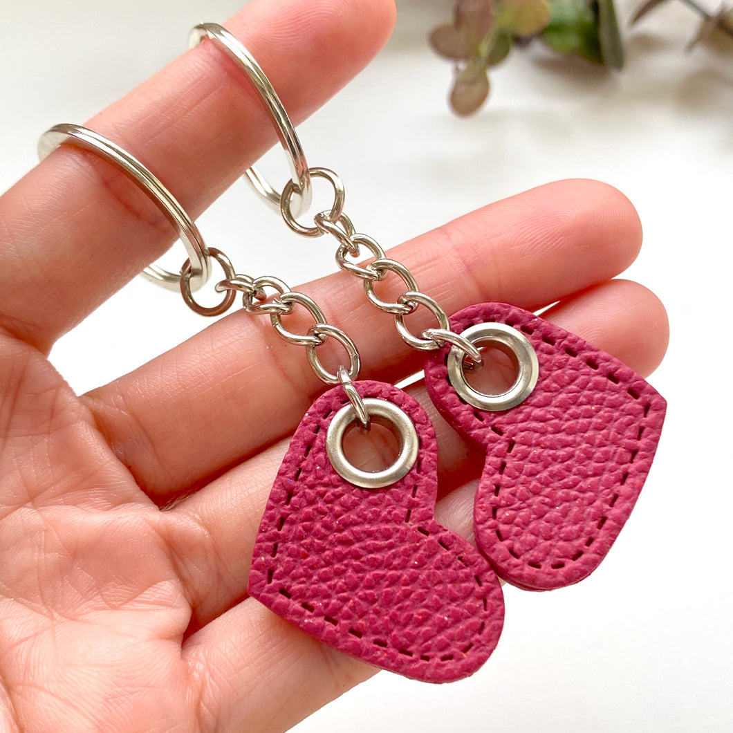 Heart Faux Leather Keychain