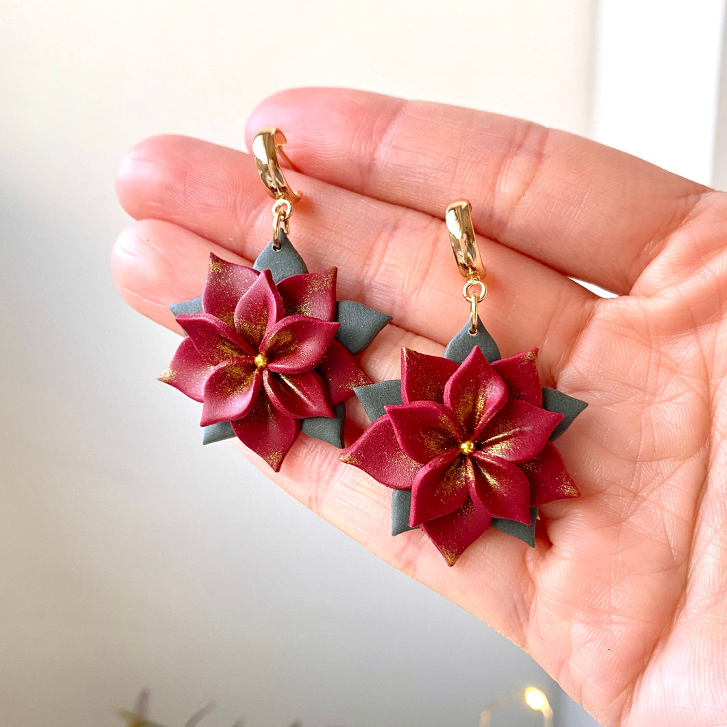 Gold Dusted Poinsettia Dangles