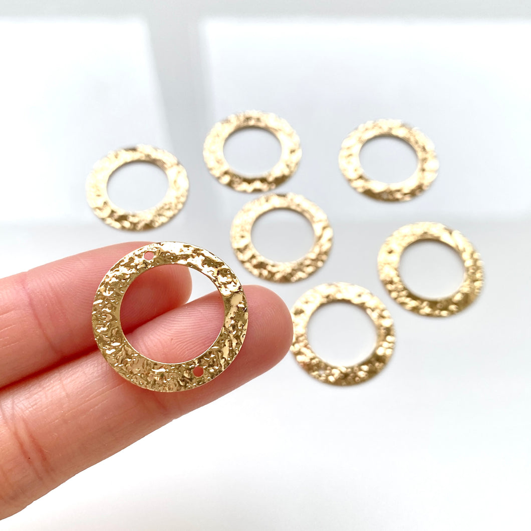 Circle Bezel Hammered Connector (10 pcs)