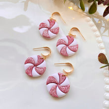 Load image into Gallery viewer, Glitter Peppermint Candy Dangles
