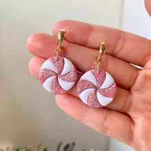 Load image into Gallery viewer, Glitter Peppermint Candy Dangles
