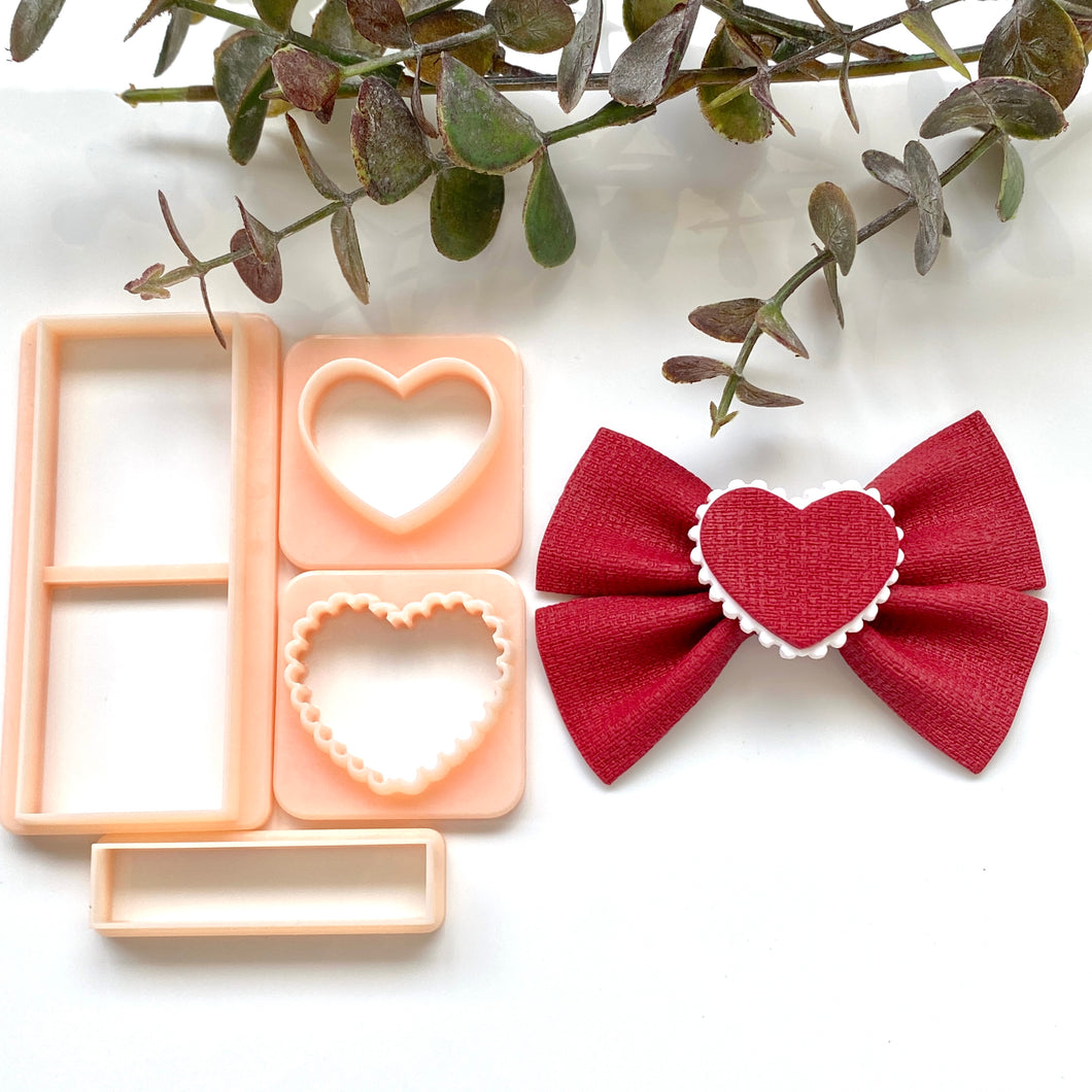 Heart Double Crease Bow Hair Clip