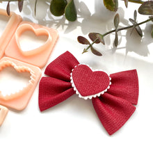 Load image into Gallery viewer, Heart Double Crease Bow Hair Clip
