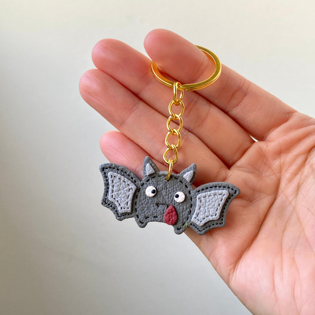 Bat Faux Leather Keychain