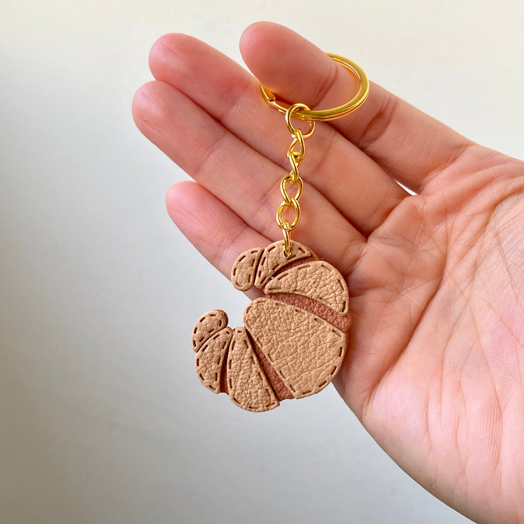 Croissant Faux Leather Keychain