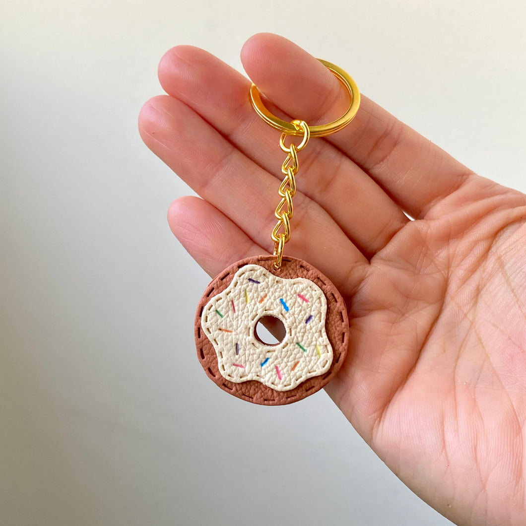 Donut Faux Leather Keychain